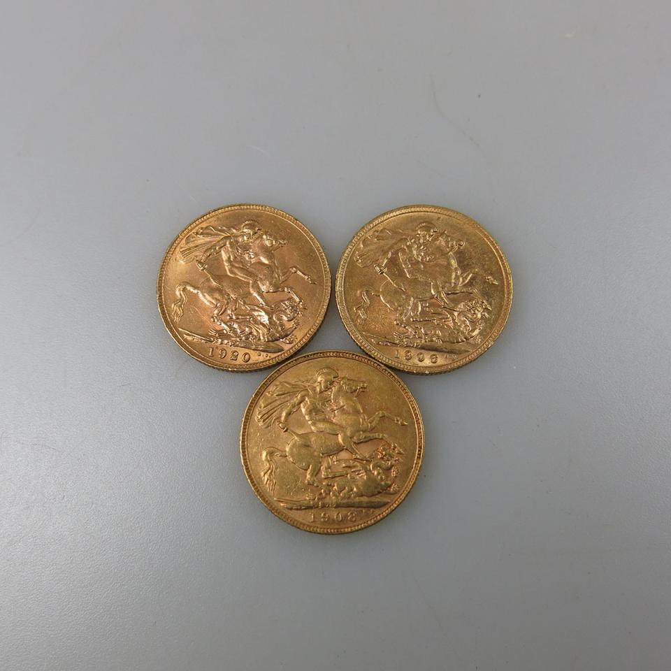 Three Perth Australia Gold Sovereigns