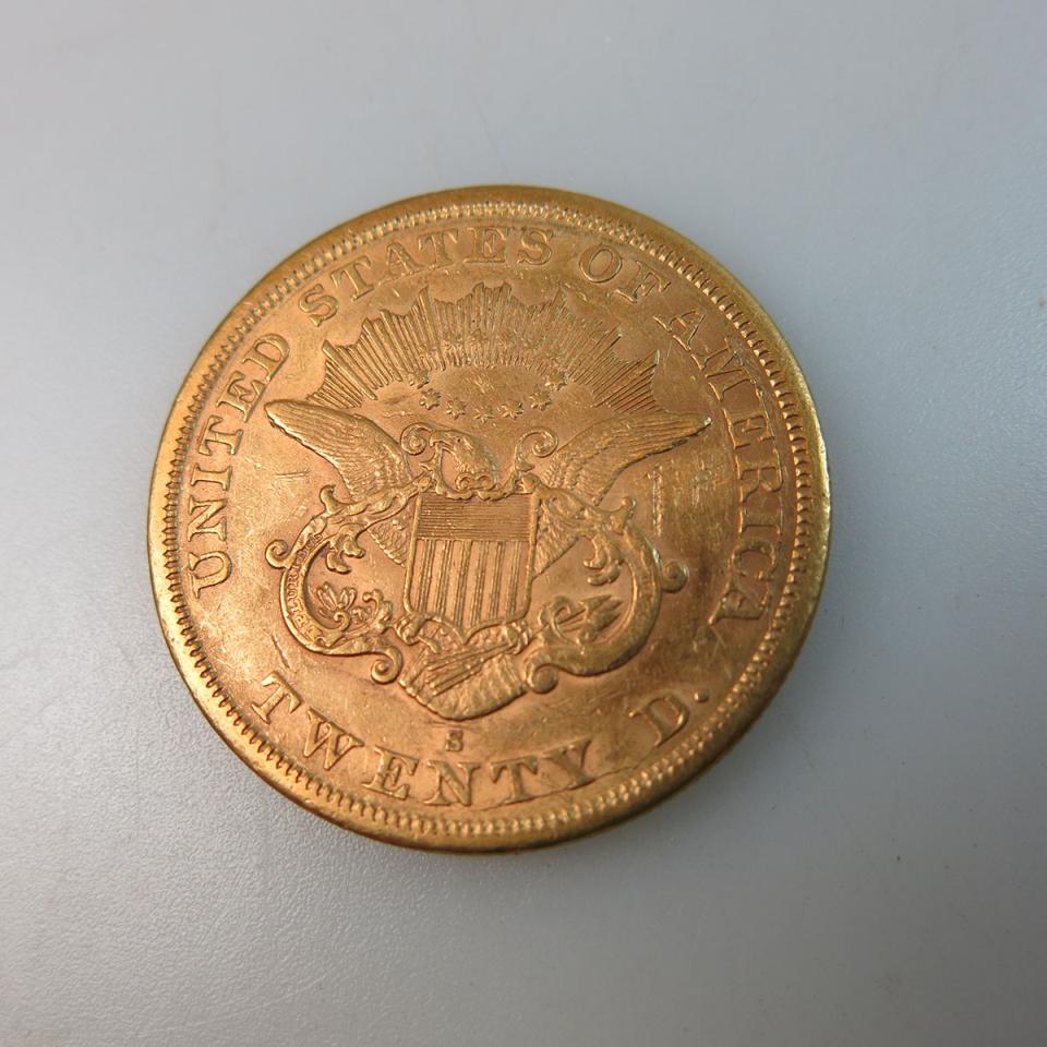 American 1863S $20 Gold Double Eagle