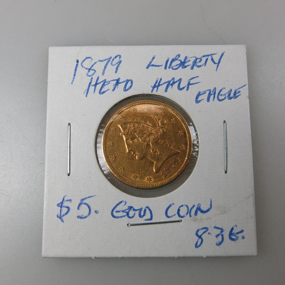 American 1879S $5 Half Eagle Gold Coin