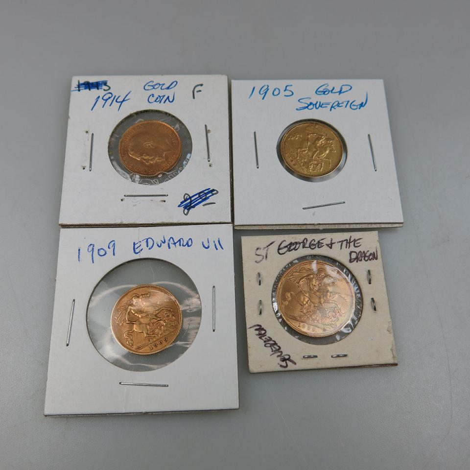 British Gold Sovereign And Three Half Sovereigns