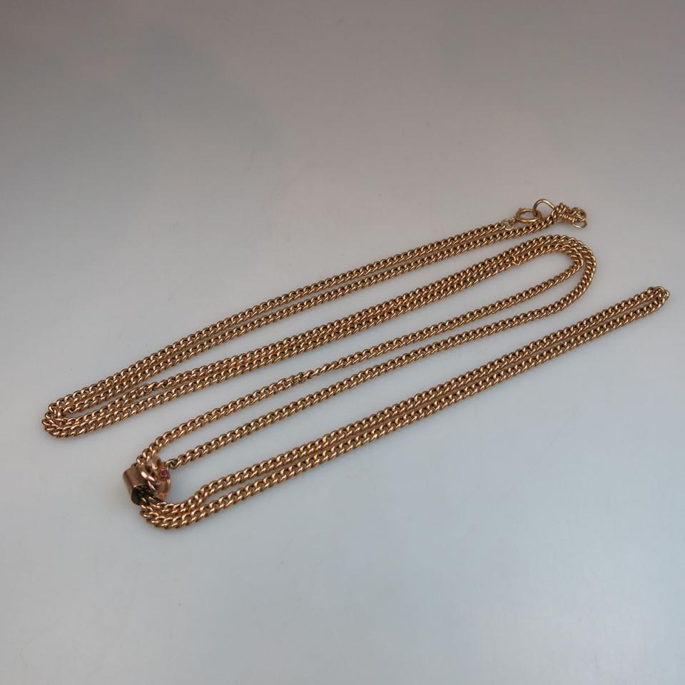 Austro-Hungarian 14k Rose Gold Curb Link Watch Chain