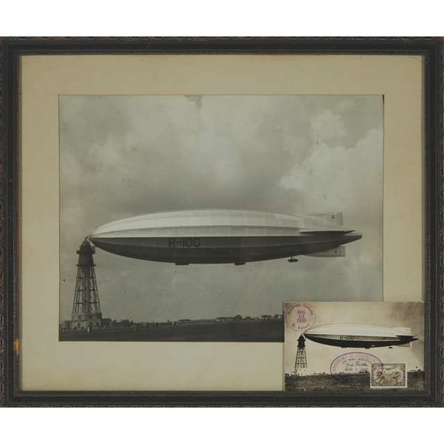 Aviation Interest: Emperor of Canada, His Majesty's Airship R100, Photograph and First Day of Issue Stamped Postcard, 1930