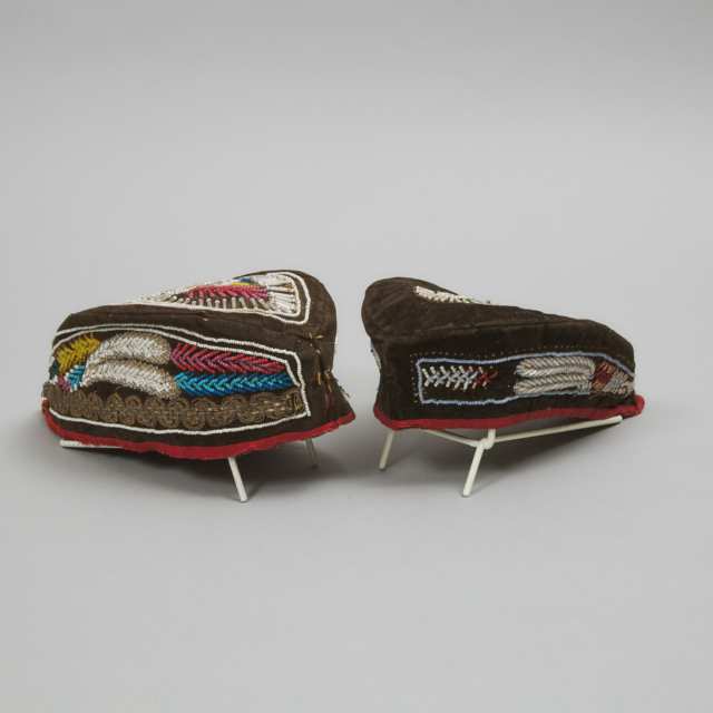 Two Eastern Woodlands Iroquois Bead Work Glengarry Caps, mid 19th century