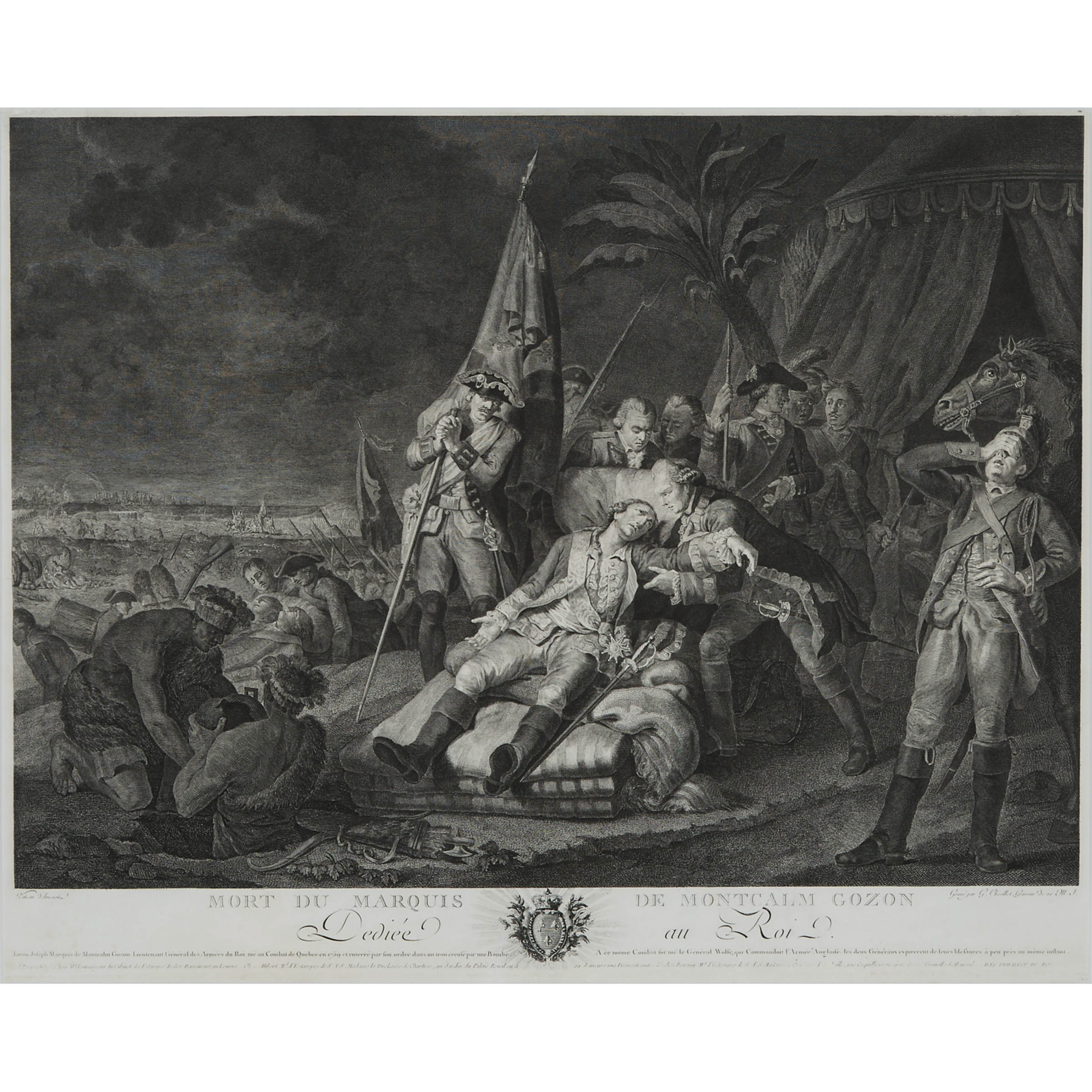 Pair of Engravings: The Death of General Wolfe and Mort du Marquis de Montcalm Gozon, 18th century