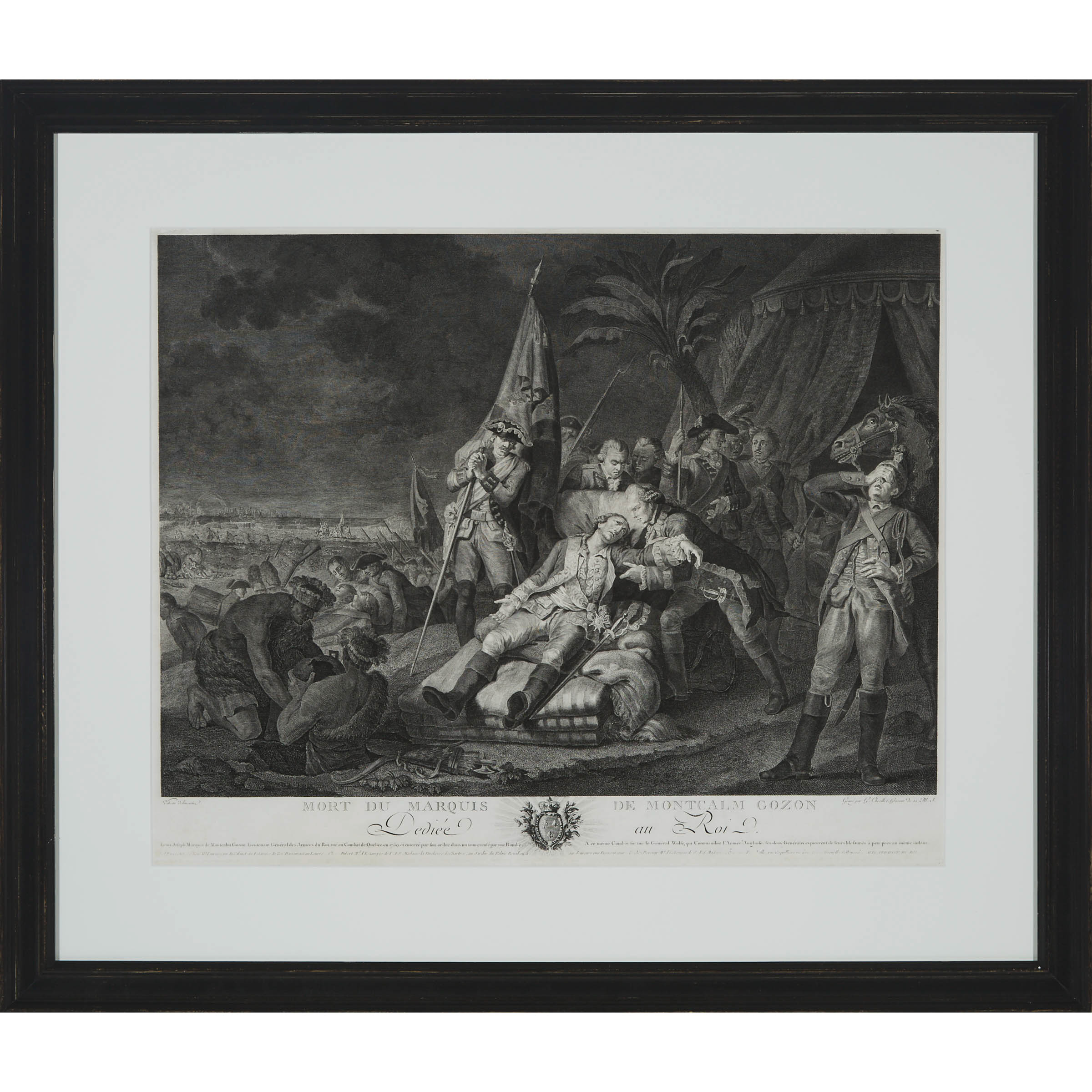 Pair of Engravings: The Death of General Wolfe and Mort du Marquis de Montcalm Gozon, 18th century