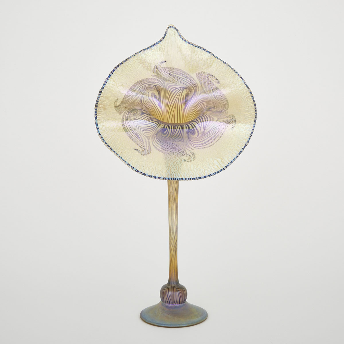 Decorated Iridescent Glass Jack-in-the-Pulpit Vase, 20th century
