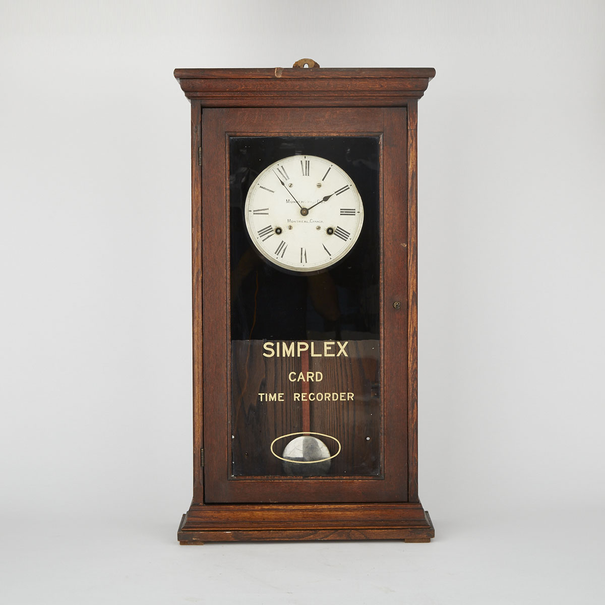 Simplex Card Time Recorder Clock for Munderloh and Co., Montreal, c.1909