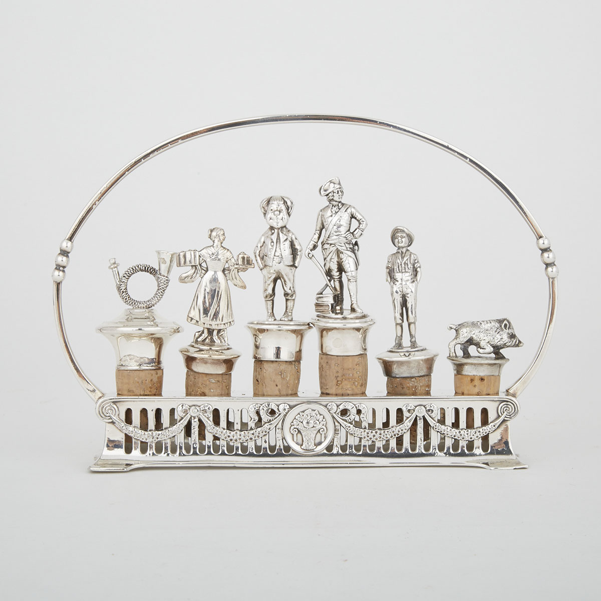 German WMF Silver Plated Novelty Stopper Caddy, early 20th century