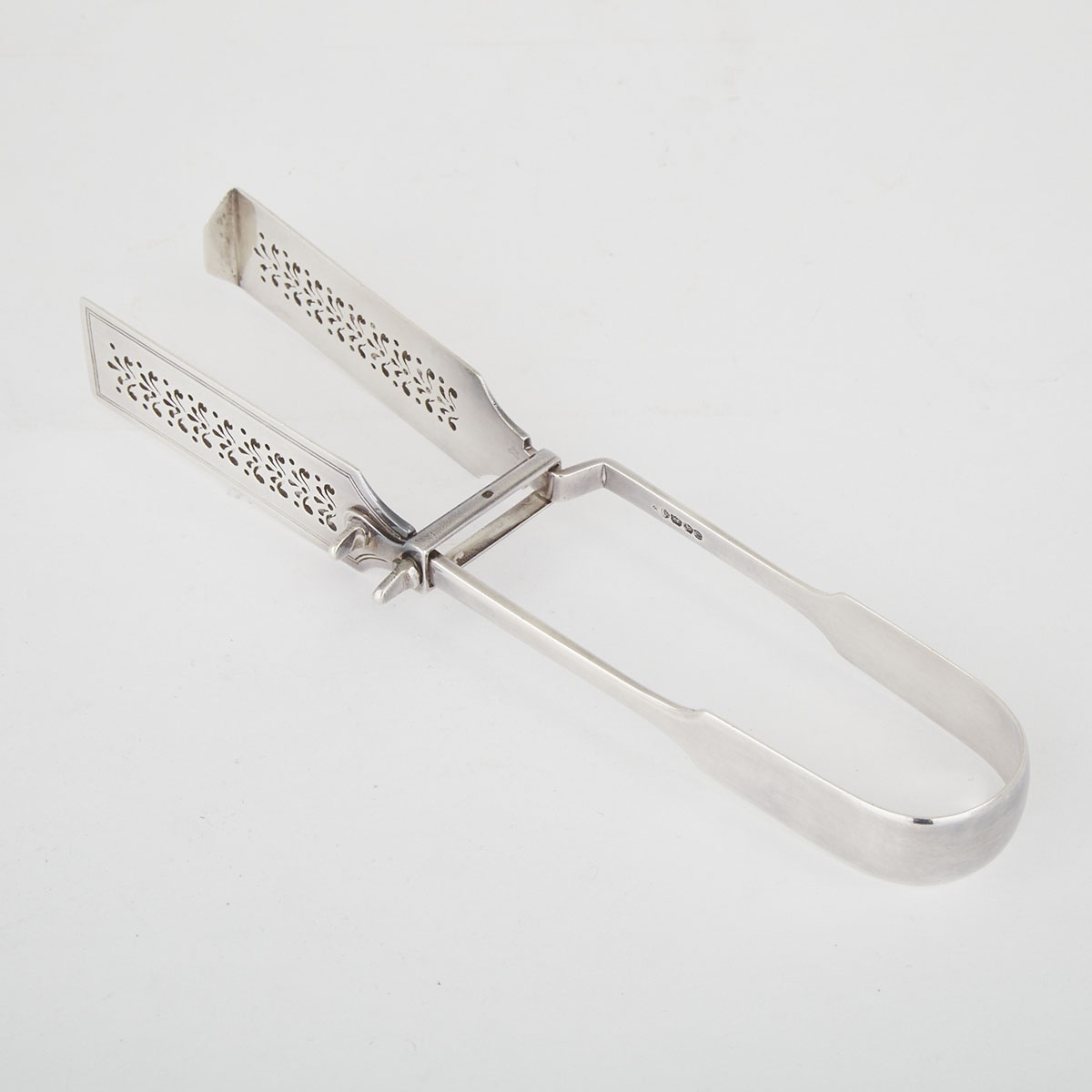 Victorian Silver Fiddle Pattern Asparagus Tongs, William Eaton, London, 1838
