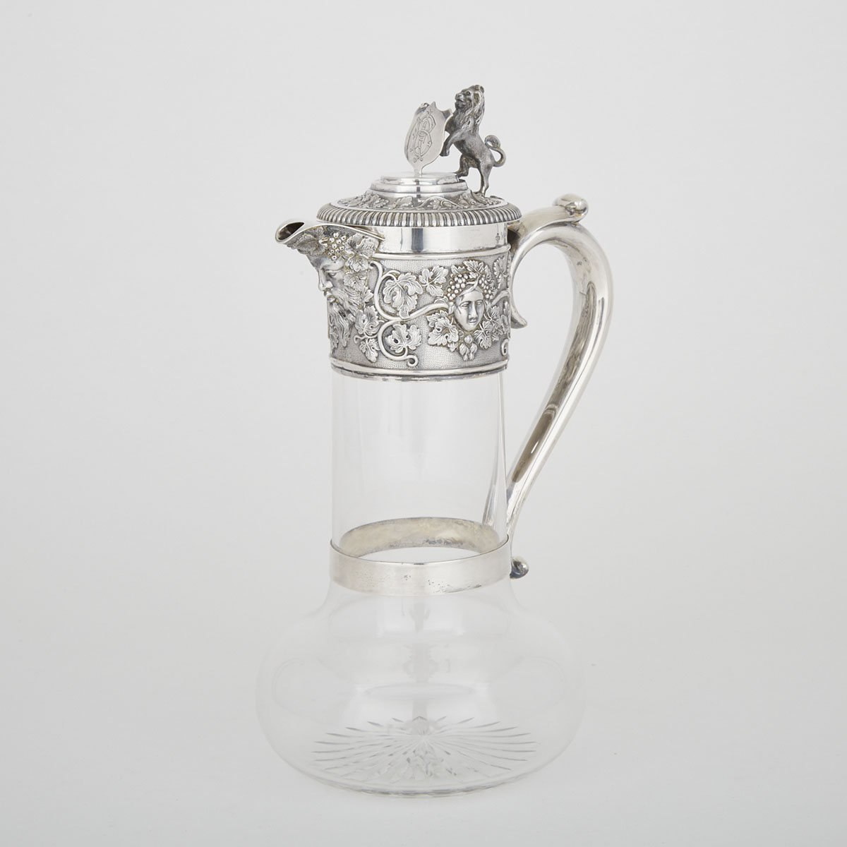 Late Victorian Silver Mounted Cut Glass Claret Jug, Horace Woodward & Co., London, 1897