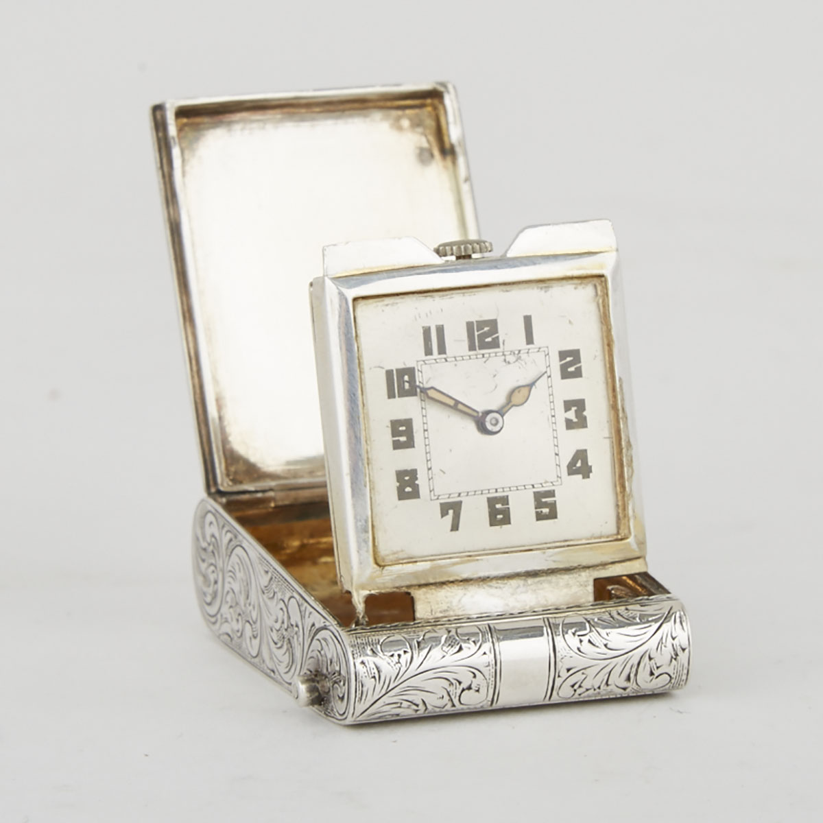 Canadian Silver Cased Travel Clock, Henry Birks & Sons, Montreal, Que., 20th century