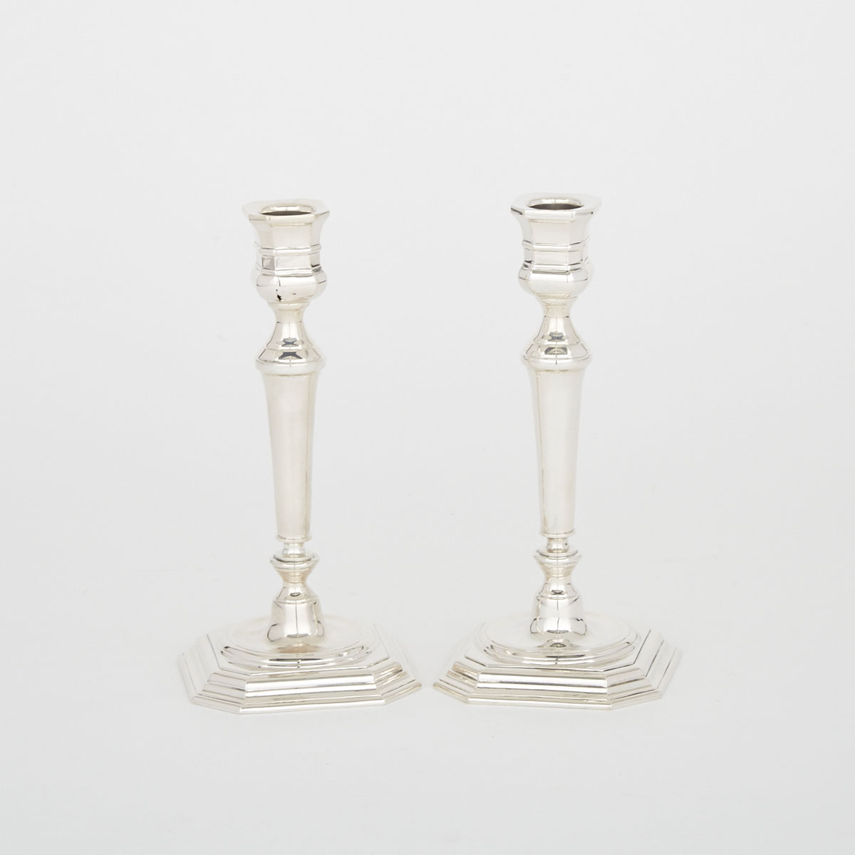 Pair of Italian Silver Table Candlesticks, 20th century