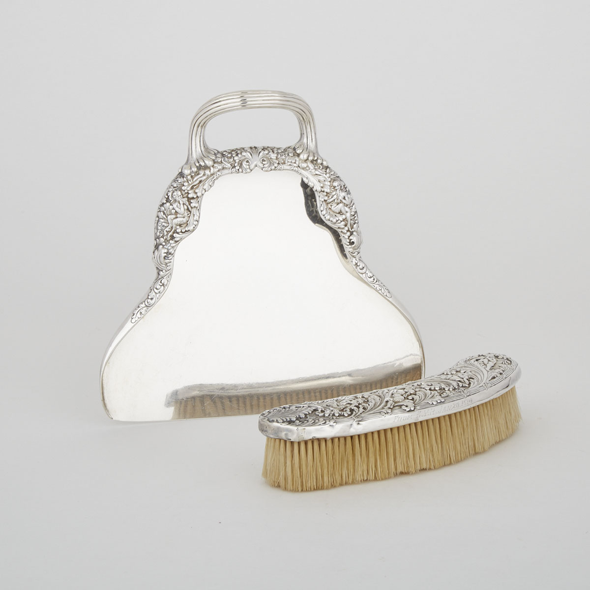 American Silver Crumb Catcher and Brush, Tiffany & Co., New York, N.Y., c.1900