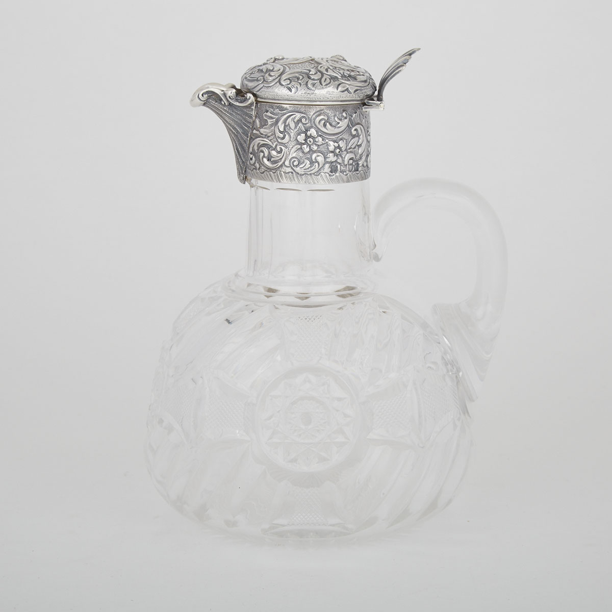 Late Victorian Silver Mounted Cut Glass Claret Jug, William & George Neal, London, 1898
