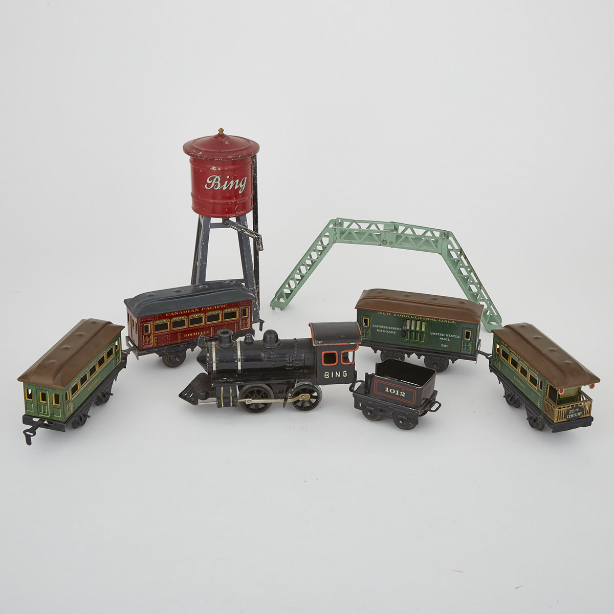 Bing Lithographed Tin Clockwork Train Set, early 20th century
