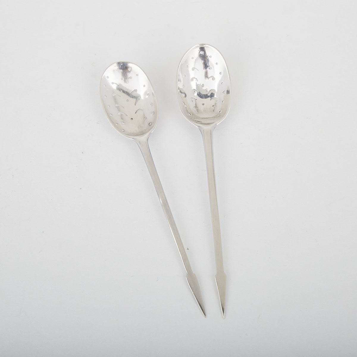 Two George II/III Irish Silver Mote Spoons, mid-18th century