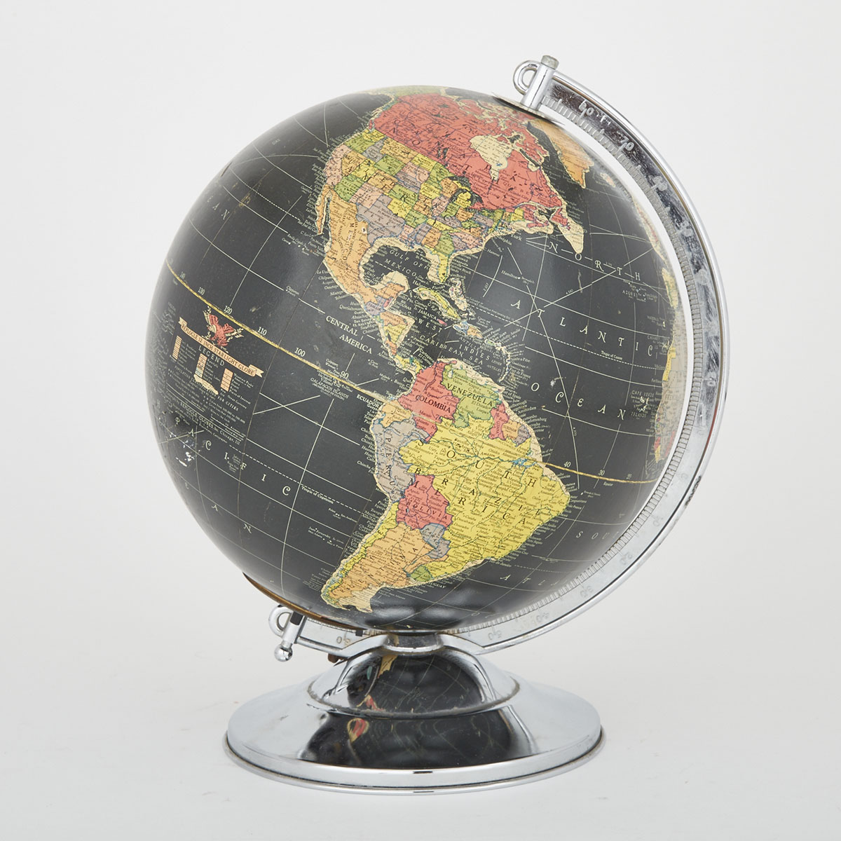 Replogle 12 inch Illuminated ‘Starlight’ Black Ocean Terrestrial Globe, Chicago, 20th century