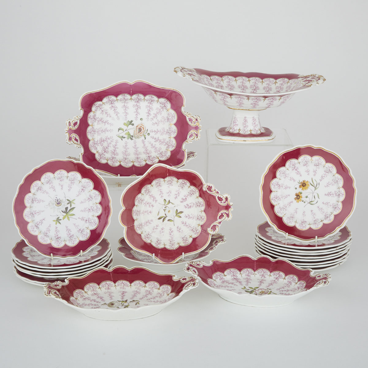 English Porcelain Dessert Service, c.1830-40