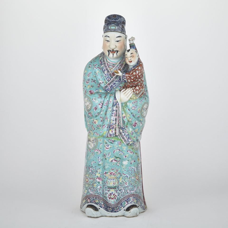 A Large Famille Rose Figure of a Stargod, Fu, Early 20th Century