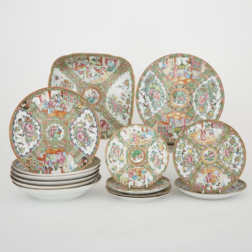 A Group of Sixteen Rose Medallion Wares, 19th/20th Century