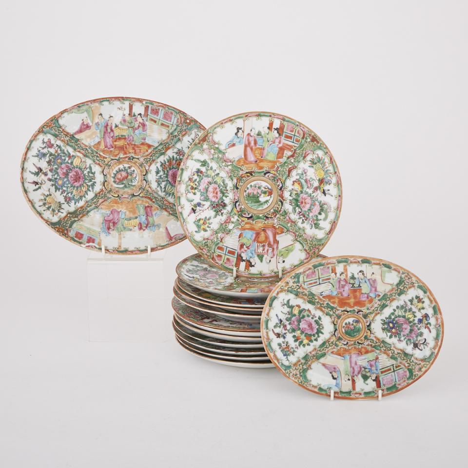 A Group of Fourteen Rose Medallion Wares, 19th/20th Century