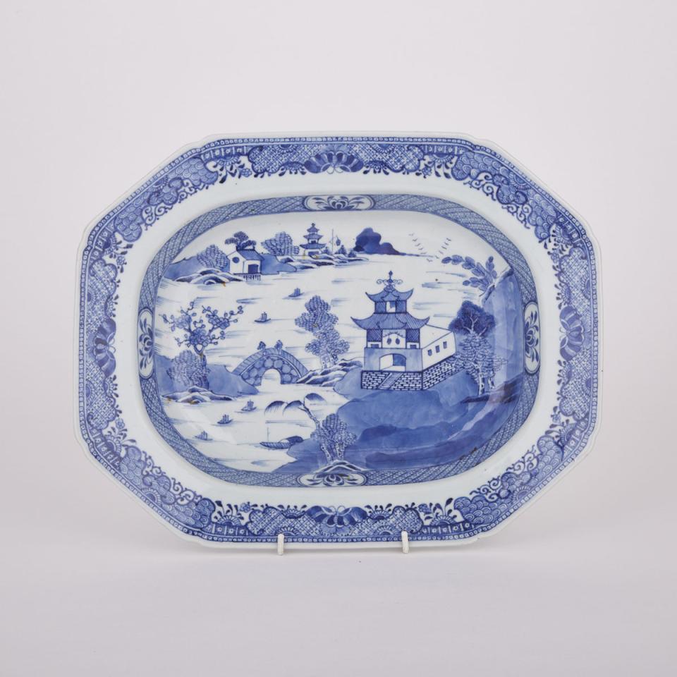 A Blue and White Landscape Dish, 20th Century