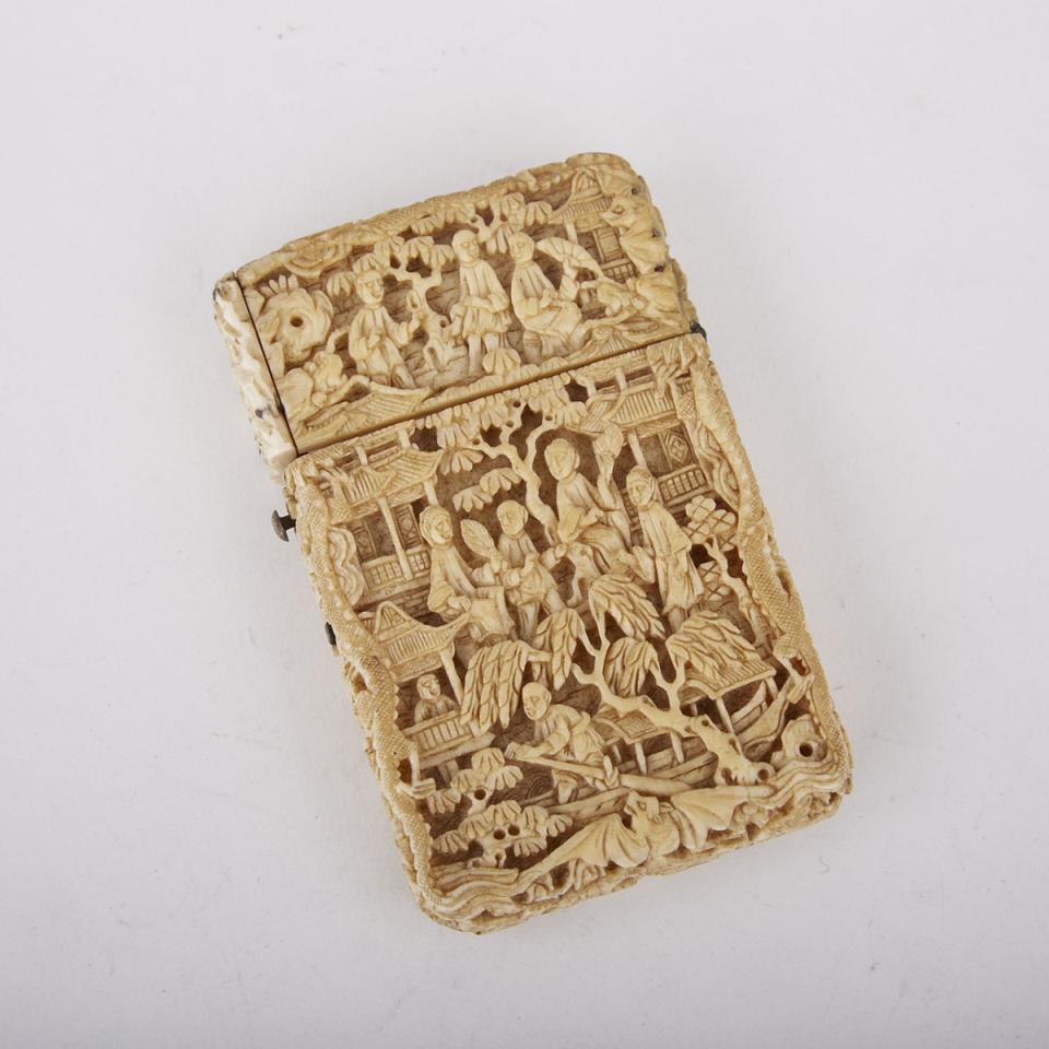 A Carved Ivory Card Case, 19th Century