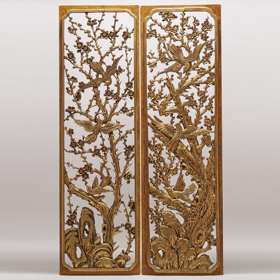 A Pair of Gilt Wood Panels, 20th Century