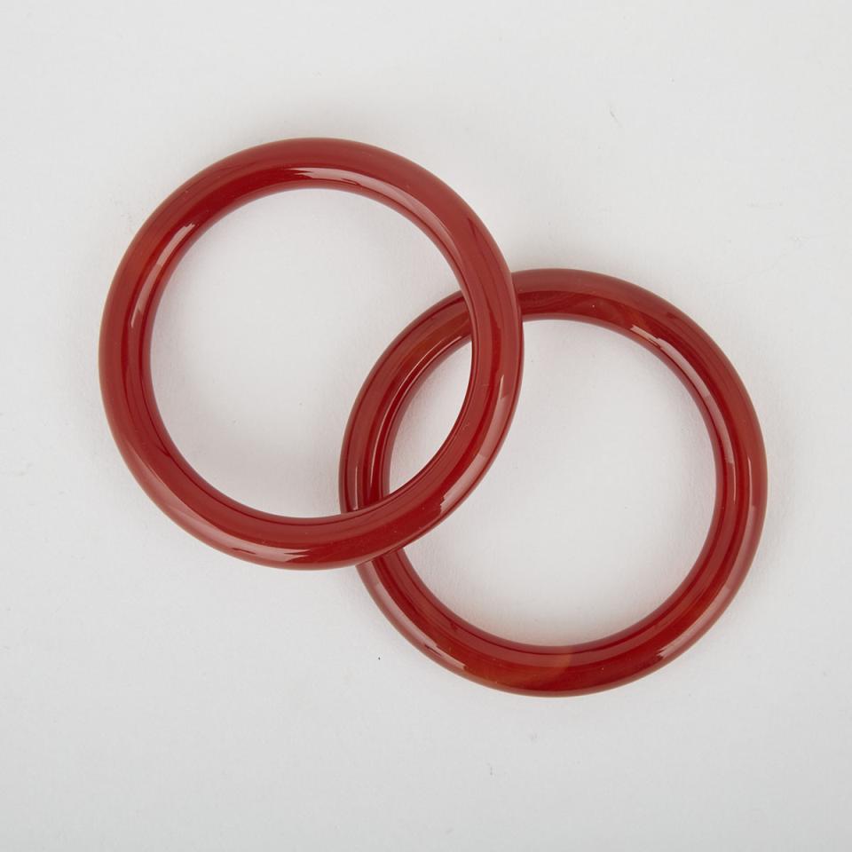 Two Red Agate Bangles