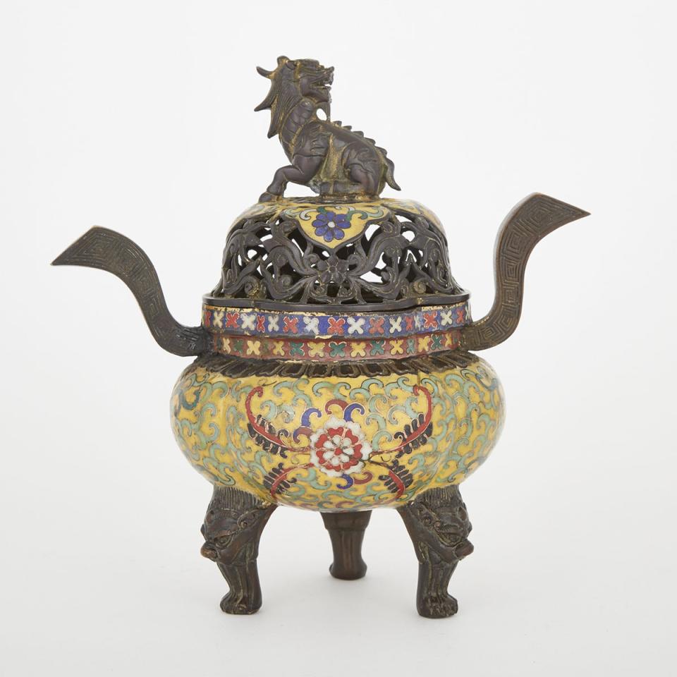 A Chinese Cloisonné Tripod Censer, Early 20th Century 