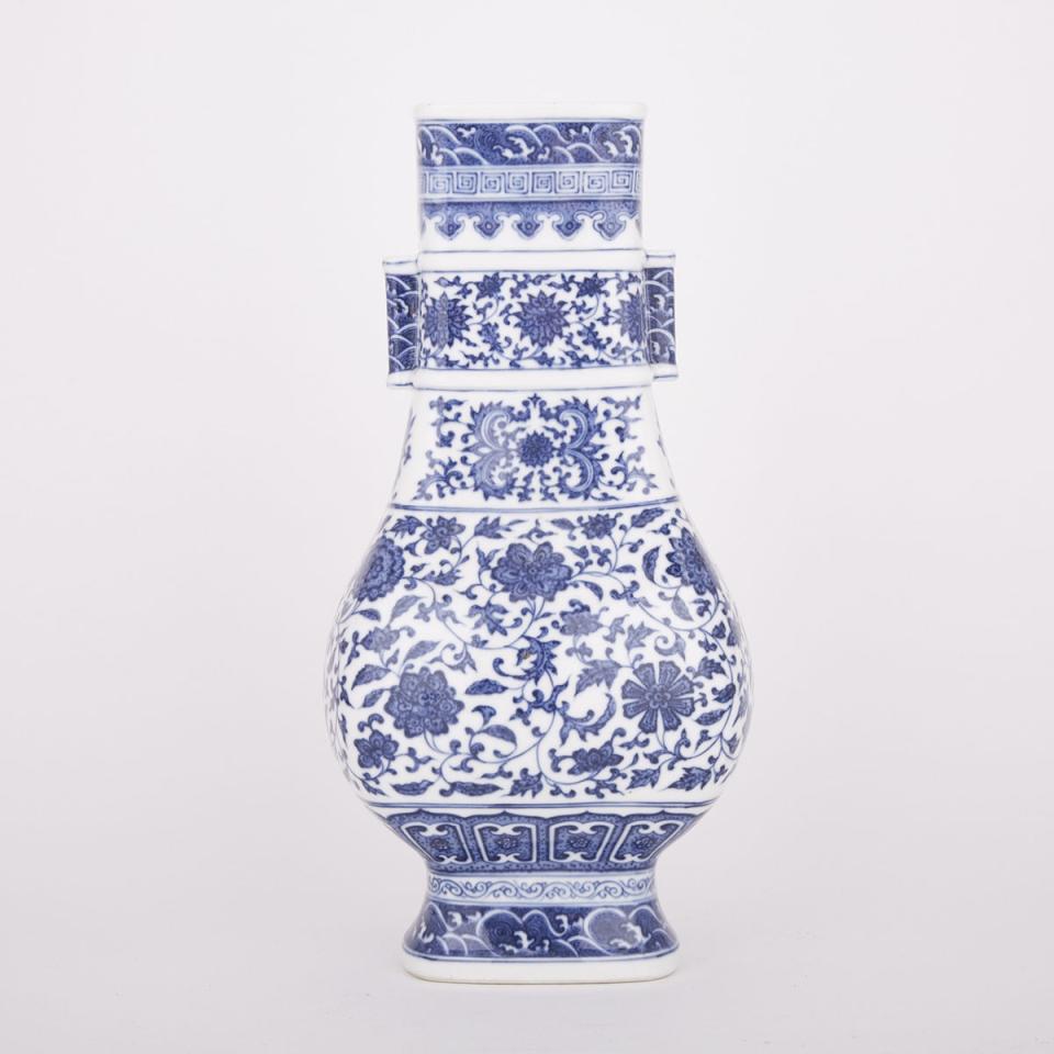 A Blue and White Hu Vase, Qianlong Mark