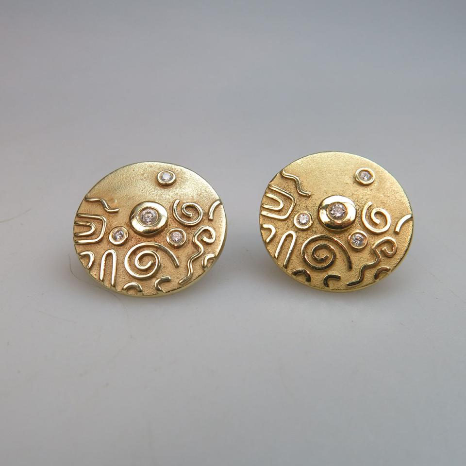 A Pair Of Yellow Gold Earrings