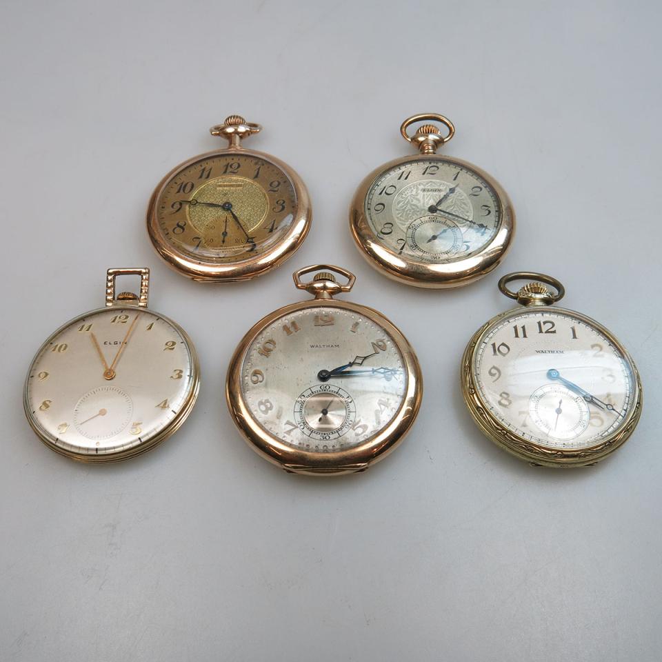 Five Openface Dress Pocket Watches