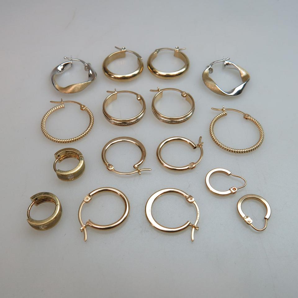 8 Pairs Of 10k Gold Earrings