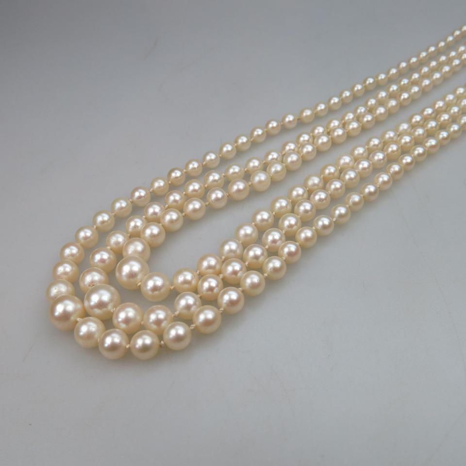 Birks Triple Strand Graduated Cultured Pearl Necklace