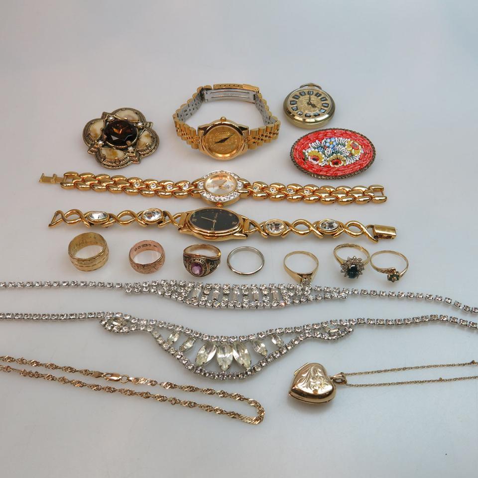 Small Quantity Of Gold & Costume Jewellery And Watches