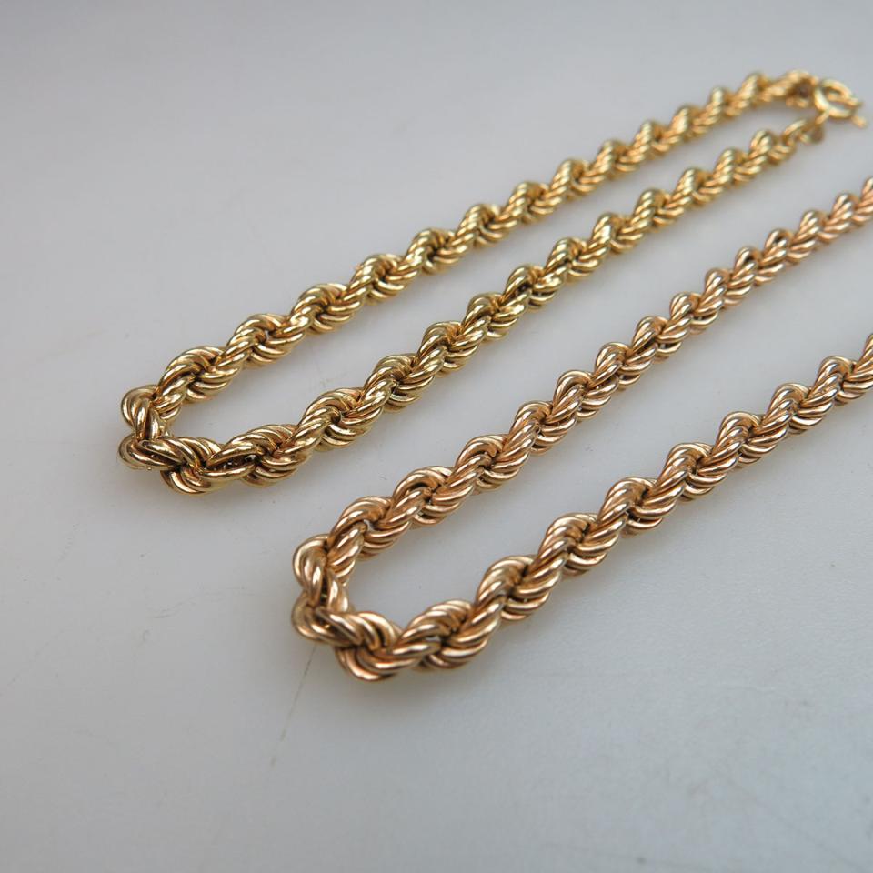 14k Yellow Gold Rope Chain And Bracelet
