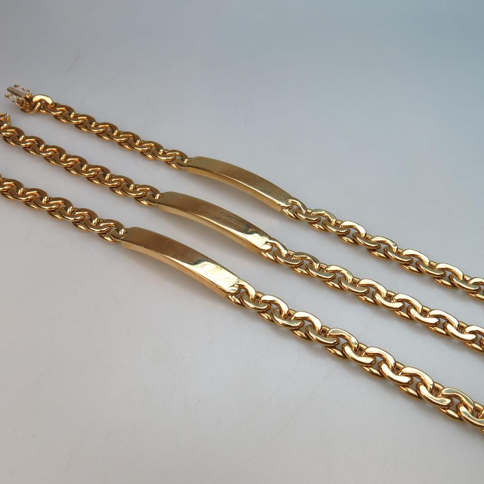 3 x 18k Yellow Gold I.D. Bracelets