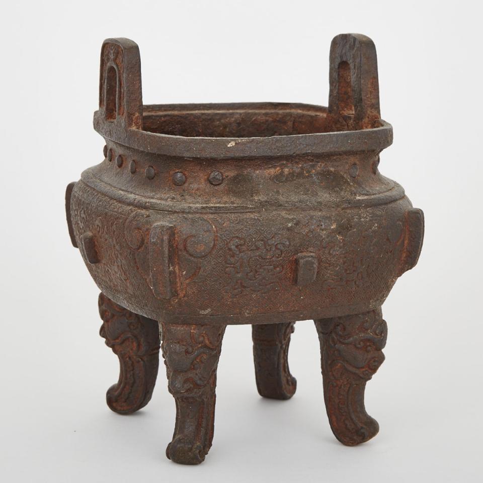 A Chinese ‘Ding’- Type Iron Censer, Late Qing Dynasty