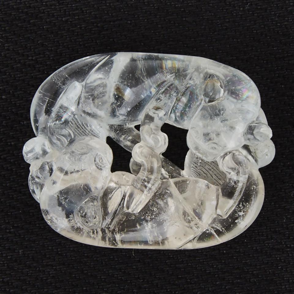 A Rock Crystal Carving of ‘Shuanghuan’ Double Badgers, 18th/19th Century