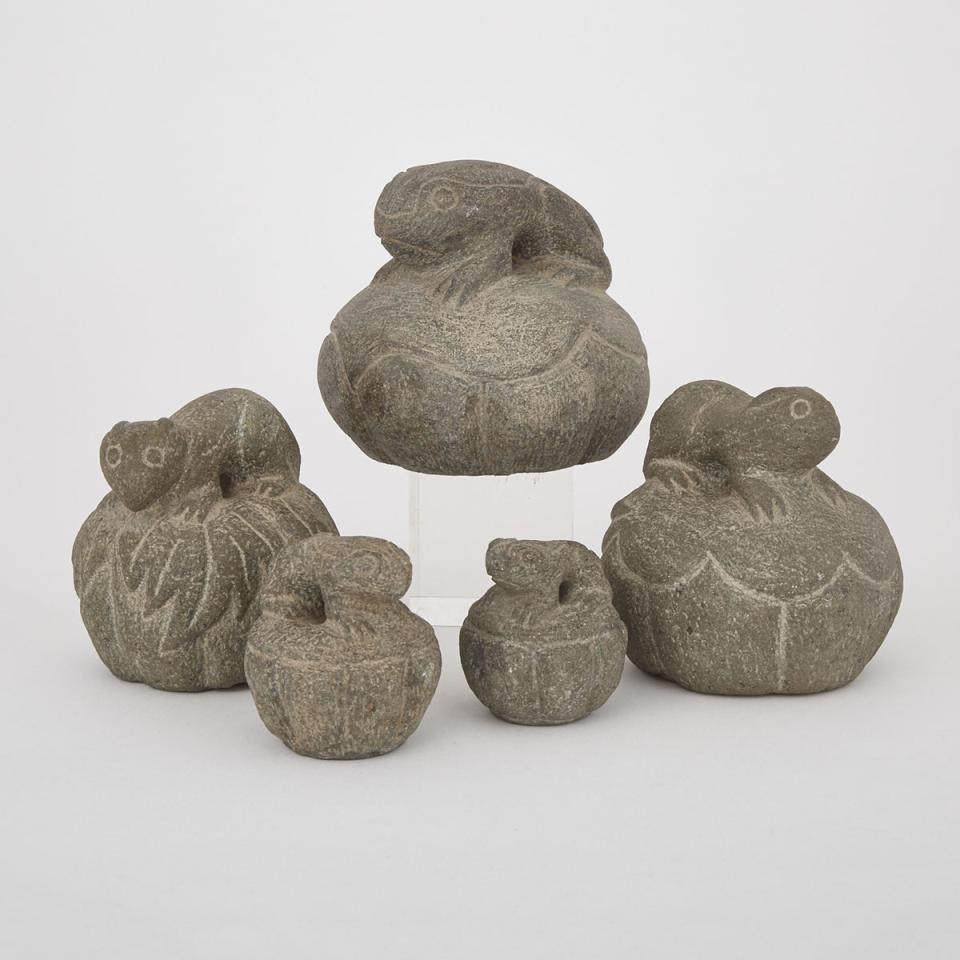 Set of Five Korean Stone Weights, 19th Century 