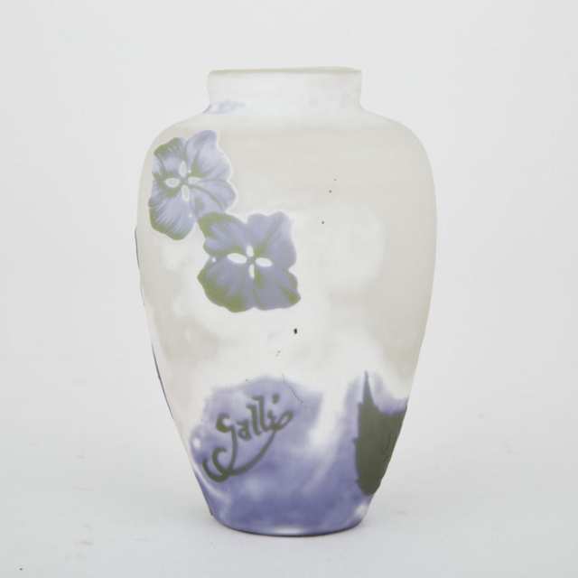 Gallé Violets Cameo Glass Vase, c.1900 
