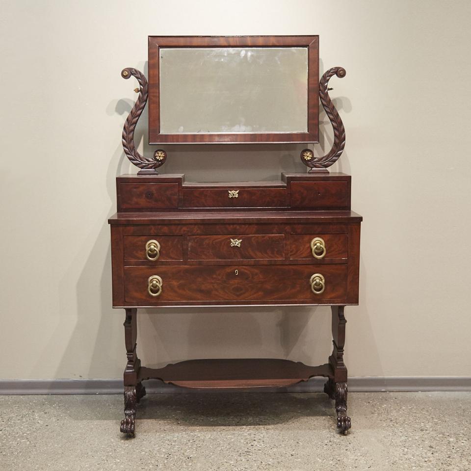 English Empire Style Mahogany Vanity Dresser, 19th century