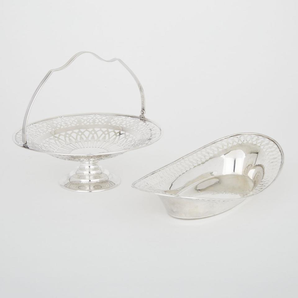 Two Canadian Silver Pierced Baskets,  Roden Bros. and J.E. Ellis & Co., Toronto, Ont., early 20th century