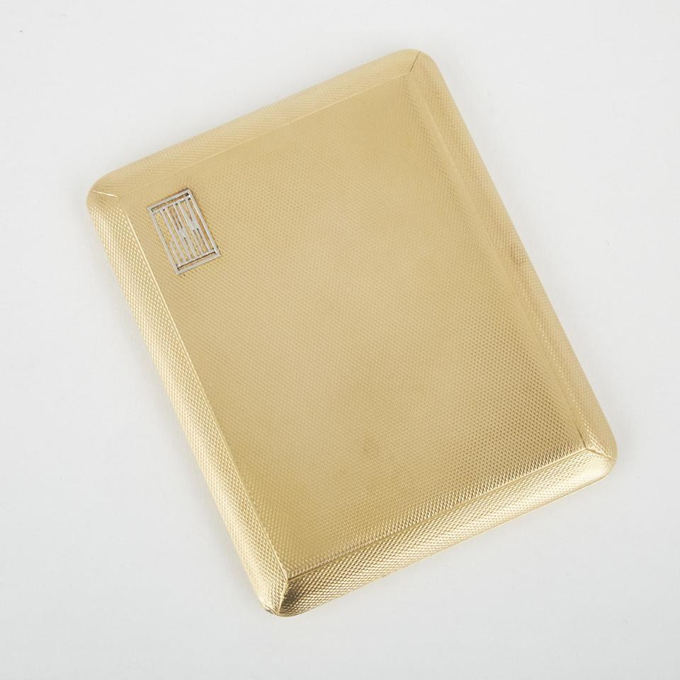 English 18 Carat Yellow Gold Rectangular Cigarette Case, Asprey & Co., London, 1928