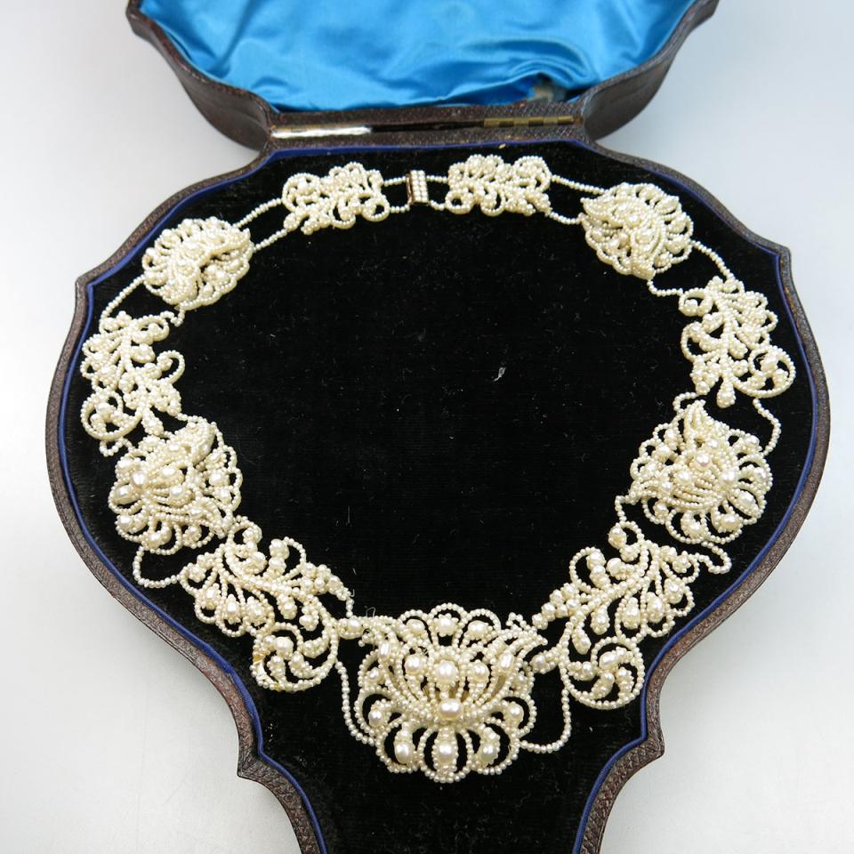 Ornate Mother-Of-Pearl And Seed Pearl Necklace