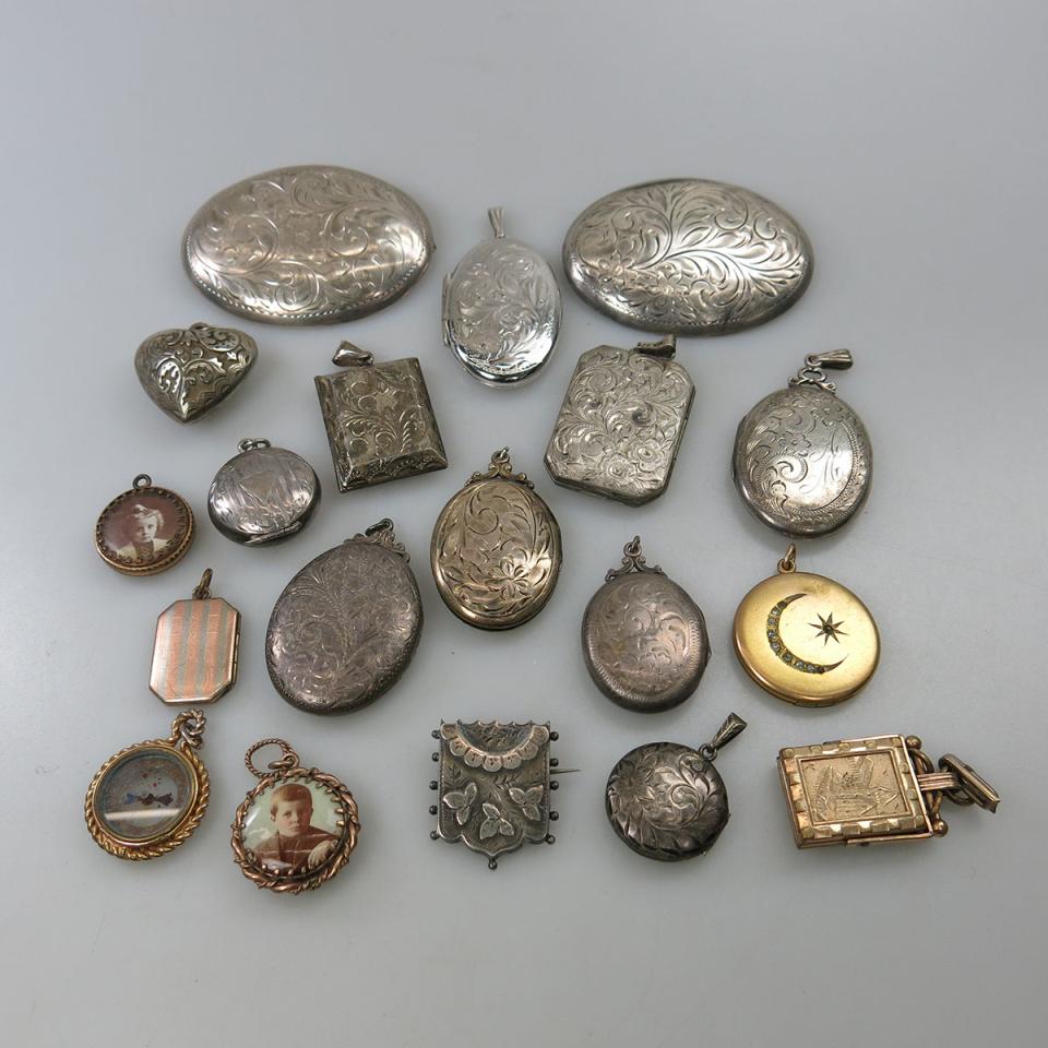 Small Quantity Of Silver And Gold-Filled Lockets And Pins