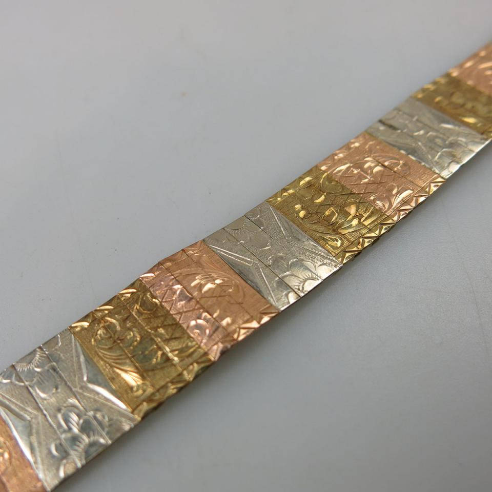 Hungarian 14k Three Colour Gold Bracelet