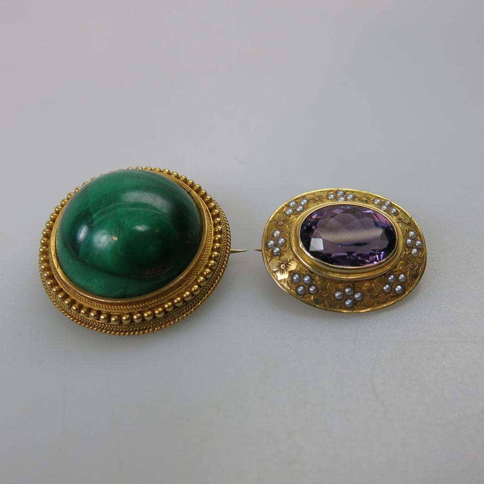 Two 14k Yellow Gold Brooches
