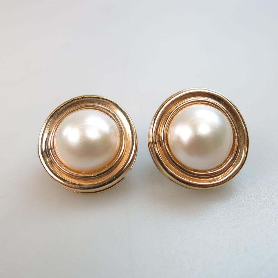 Pair Of 14k Yellow Gold Button Earrings